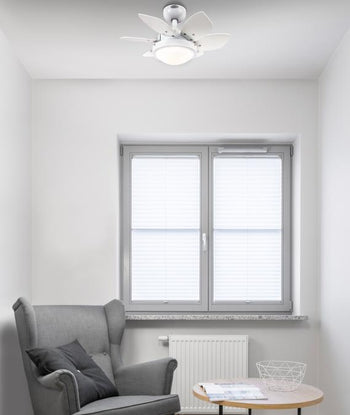 Quince 24-Inch Six-Blade Indoor Ceiling Fan, White Finish with Dimmable LED Light Fixture