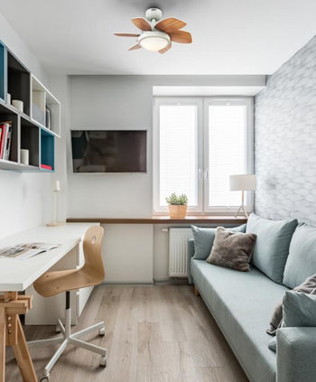 Quince 24-Inch Six-Blade Indoor Ceiling Fan, White Finish with Dimmable LED Light Fixture