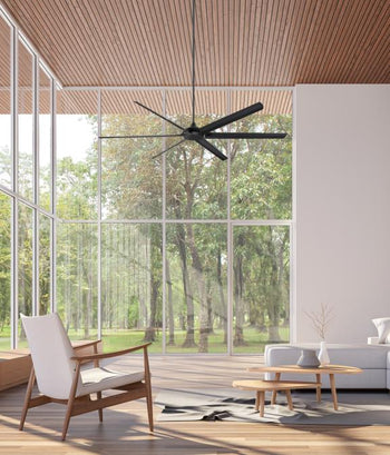 Widespan 100-Inch Six-Blade Indoor/Outdoor Ceiling Fan, Matte Black Finish, DC Motor, Remote Control Included