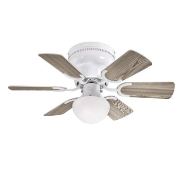 Petite 30-Inch Six-Blade Indoor Ceiling Fan, White Finish with LED Light Fixture
