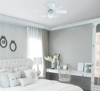 Petite 30-Inch Six-Blade Indoor Ceiling Fan, White Finish with LED Light Fixture