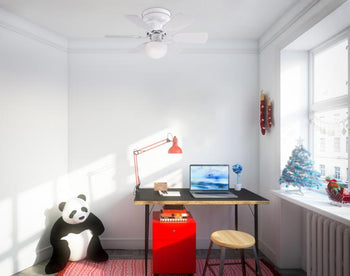 Petite 30-Inch Six-Blade Indoor Ceiling Fan, White Finish with LED Light Fixture