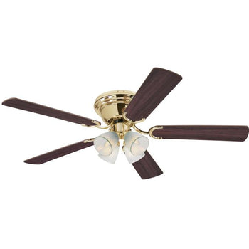 Contempra IV 52-Inch Five-Blade Indoor Ceiling Fan, Polished Brass Finish with Dimmable LED Light Fixture