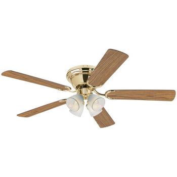 Contempra IV 52-Inch Five-Blade Indoor Ceiling Fan, Polished Brass Finish with Dimmable LED Light Fixture