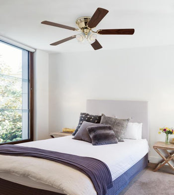 Contempra IV 52-Inch Five-Blade Indoor Ceiling Fan, Polished Brass Finish with Dimmable LED Light Fixture