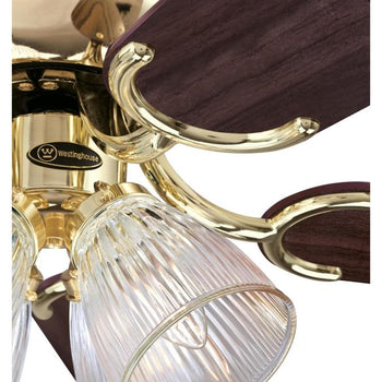 Contempra IV 52-Inch Five-Blade Indoor Ceiling Fan, Polished Brass Finish with Dimmable LED Light Fixture