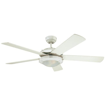 Comet 52-Inch Five-Blade Indoor Ceiling Fan, White Finish with Dimmable LED Light Fixture