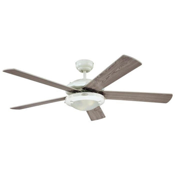 Comet 52-Inch Five-Blade Indoor Ceiling Fan, White Finish with Dimmable LED Light Fixture