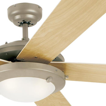 Comet 52-Inch Five-Blade Indoor Ceiling Fan, Brushed Pewter Finish with Dimmable LED Light Fixture