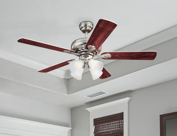 Swirl 52-Inch Five-Blade Indoor Ceiling Fan, Brushed Nickel Finish with Dimmable LED Light Fixture