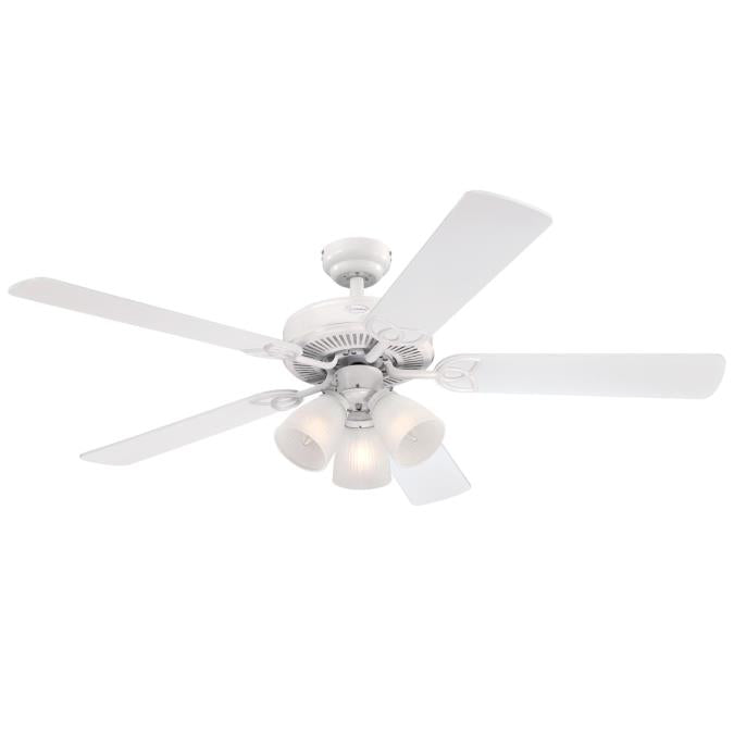 Vintage 52-Inch Five-Blade Indoor Ceiling Fan, White Finish with