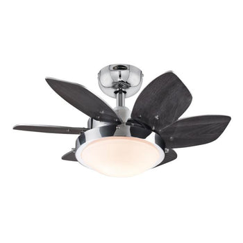 Quince 24-Inch Six-Blade Indoor Ceiling Fan, Chrome Finish with Dimmable LED Light Fixture