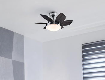 Quince 24-Inch Six-Blade Indoor Ceiling Fan, Chrome Finish with Dimmable LED Light Fixture