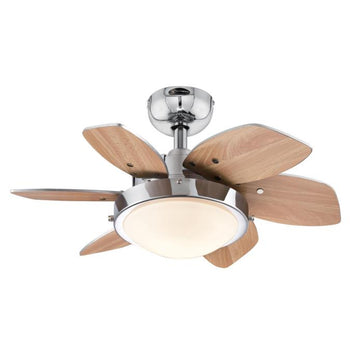 Quince 24-Inch Six-Blade Indoor Ceiling Fan, Chrome Finish with Dimmable LED Light Fixture