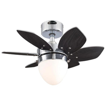 Origami 24-Inch Six-Blade Indoor Ceiling Fan, Chrome Finish with Dimmable LED Light Fixture