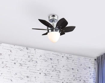 Origami 24-Inch Six-Blade Indoor Ceiling Fan, Chrome Finish with Dimmable LED Light Fixture