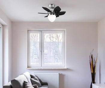 Origami 24-Inch Six-Blade Indoor Ceiling Fan, Chrome Finish with Dimmable LED Light Fixture