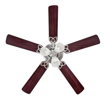 Vintage 52-Inch Five-Blade Indoor Ceiling Fan, Brushed Nickel Finish with Dimmable LED Light Fixture