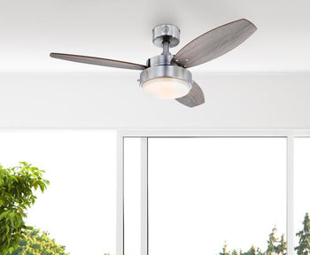 Alloy 42-Inch Three-Blade Indoor Ceiling Fan, Brushed Nickel Finish with LED Light Fixture