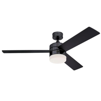 Alta Vista 52-Inch Three-Blade Indoor Ceiling Fan, Gun Metal Finish with Dimmable LED Light Fixture, Remote Control Included