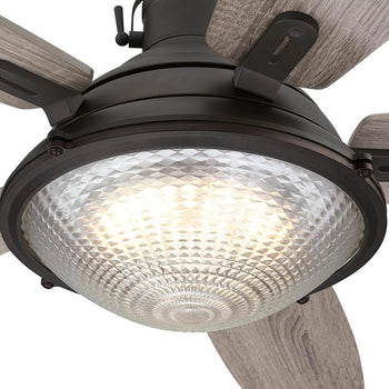 Oyster Bay 52-Inch Five-Blade Indoor Ceiling Fan, Black-Bronze Finish with Dimmable LED Light Fixture, Remote Control Included