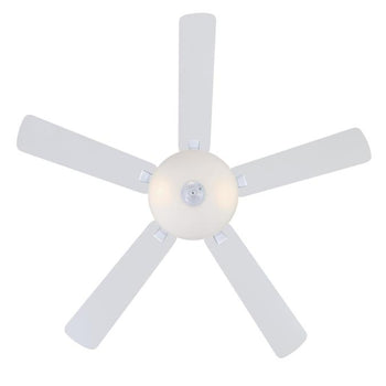 Albert 52-Inch Five-Blade Indoor Ceiling Fan, White Finish with LED Light Fixture