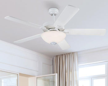 Albert 52-Inch Five-Blade Indoor Ceiling Fan, White Finish with LED Light Fixture