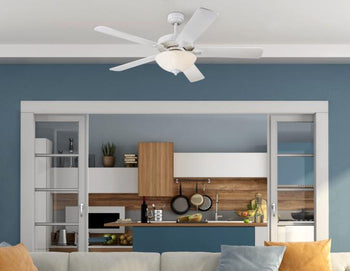 Albert 52-Inch Five-Blade Indoor Ceiling Fan, White Finish with LED Light Fixture