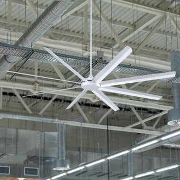 Widespan 100-Inch Eight-Blade Indoor/Outdoor Ceiling Fan, White Finish, DC Motor, Remote Control Included