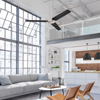 Jax Industrial-Style 56-Inch Three-Blade Indoor Ceiling Fan, Brushed Nickel Finish, Wall Control Included