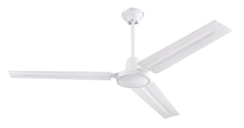 Jax Industrial-Style 56-Inch Three-Blade Indoor Ceiling Fan, White Finish, Wall Control Included