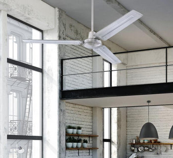 Jax Industrial-Style 56-Inch Three-Blade Indoor Ceiling Fan, Brushed Nickel Finish, Wall Control Included