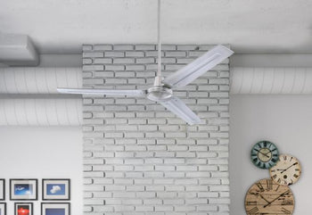 Jax Industrial-Style 56-Inch Three-Blade Indoor Ceiling Fan, Brushed Nickel Finish, Wall Control Included