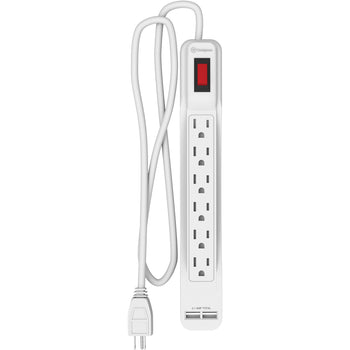 6-Outlet Power Strip With 2 USB (White)