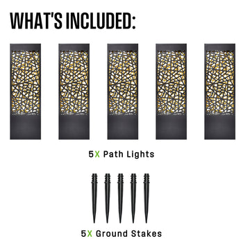 30 Lumen Solar Bollard Path Light Set Warm White + 7 Color Changing, Set of 5