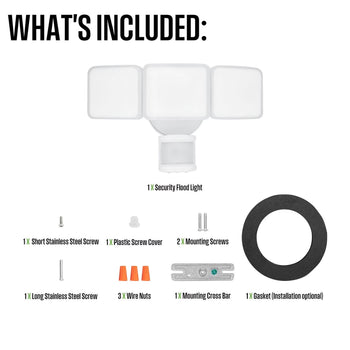 5000 Lumen Motion Activated Integrated LED Outdoor Triple Head Security Light