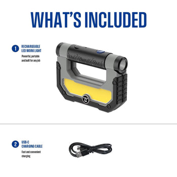 2000-Lumen Foldable Rechargeable COB LED Work Light