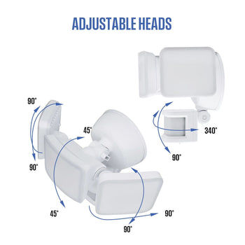 5000 Lumen Motion Activated Integrated LED Outdoor Triple Head Security Light