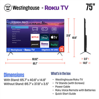 75″ Edgeless 4K UHD Roku TV