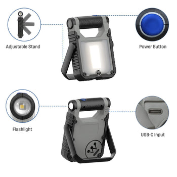 1000-Lumen Rechargeable LED Work Light, 2 Pack