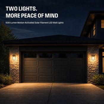 500 Lumen Solar Motion-Activated Outdoor Wall Light, 2-Pack