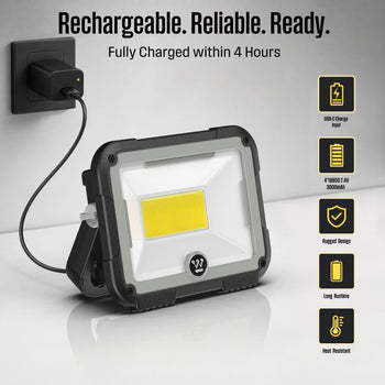 3000-Lumen Portable Rechargeable LED Work Light