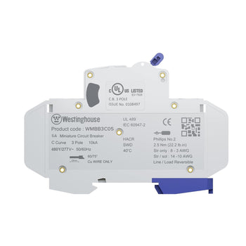 5A 3 Pole Miniature Circuit Breaker C Curve