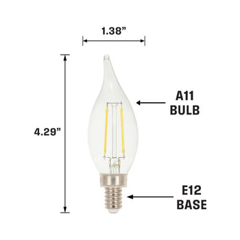 3.3 Watt (40 Watt Equivalent) CA11 Dimmable Filament LED Light Bulb