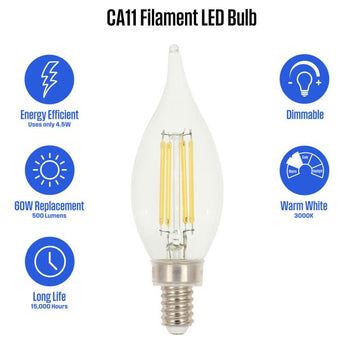 4.5 Watt (60 Watt Equivalent) CA11 Dimmable Filament LED Light Bulb