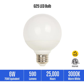 6 Watt (75 Watt Equivalent) G25 Dimmable LED Light Bulb