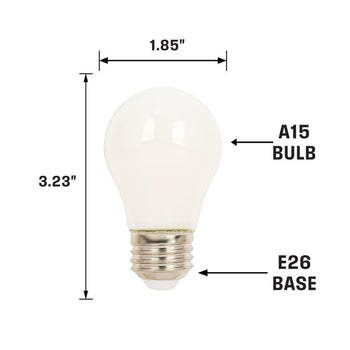 6W A15 Filament LED Dimmable Soft White 3000K E26 (Medium) Base, 120 Volt, Box