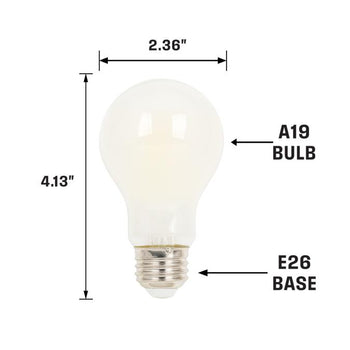 8W A19 Filament LED Dimmable Soft White 3000K E26 (Medium) Base, 120 Volt, Box