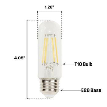 6.5W T10 Filament LED Dimmable Clear 2700K E26 (Medium) Base