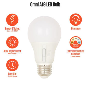 5.5 Watt (40-Watt Equivalent) Omni A19 Dimmable LED Light Bulb with Color Temperature Selection